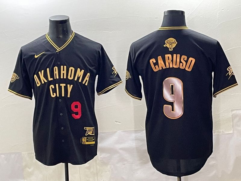 Men 2025 Oklahoma City Thunder #9 Caruso Black Gold Nike Joint Name NBA Jersey style 25->oklahoma city thunder->NBA Jersey